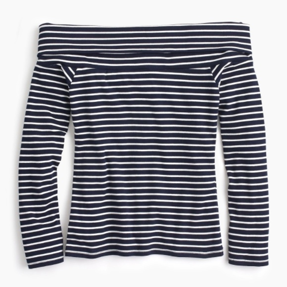 J. Crew Tops - J. Crew || Off-the-Shoulder Striped Foldover Top